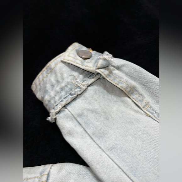 DEMOCRACY Jeans Light Blue Denim Jacket Fray Ruffle Size XS Button Down - Picture 3 of 14